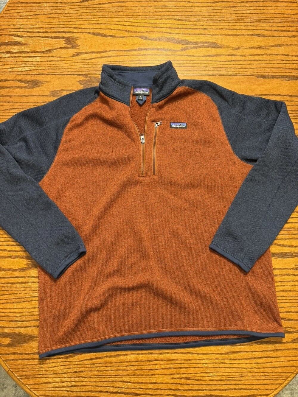 Patagonia Better Sweater 1/4 Zip, XL, Pullover Fleece, Henna Brown & Blue